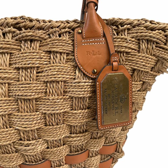 XL Large Woven Ralph Lauren Straw Beach Tote Bag - Picture 8 of 13